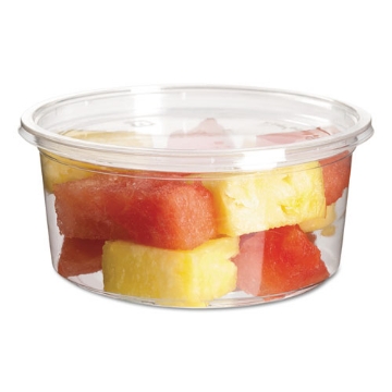 Picture of Round Deli Containers, 12 oz, 4.63" Diameter x 2.13"h, Clear, Plastic, 500/Carton