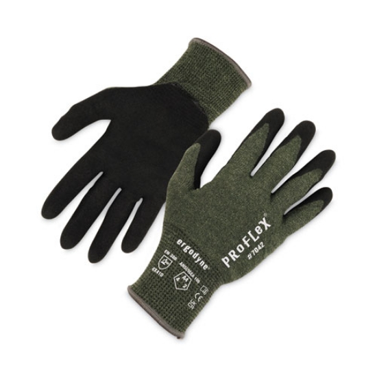 Picture of ProFlex 7042 ANSI A4 Nitrile-Coated CR Gloves, Green, Medium, Pair, Ships in 1-3 Business Days