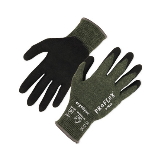 Picture of ProFlex 7042 ANSI A4 Nitrile-Coated CR Gloves, Green, Large, Pair, Ships in 1-3 Business Days