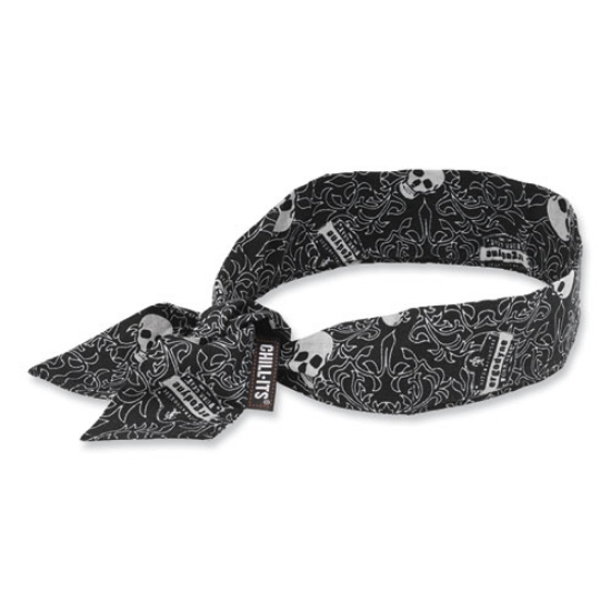 Picture of Chill-Its 6700 Cooling Bandana Polymer Tie Headband, One Size Fits Most, Skulls, Ships in 1-3 Business Days