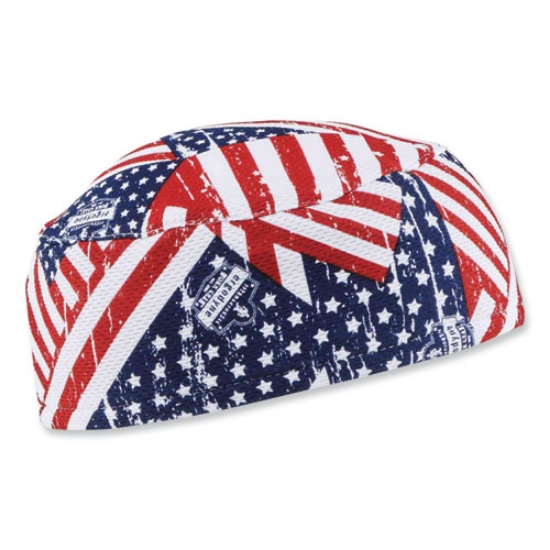 Picture of Chill-Its 6630 High-Performance Terry Cloth Skull Cap, Polyester, One Size, Stars and Stripes, Ships in 1-3 Business Days