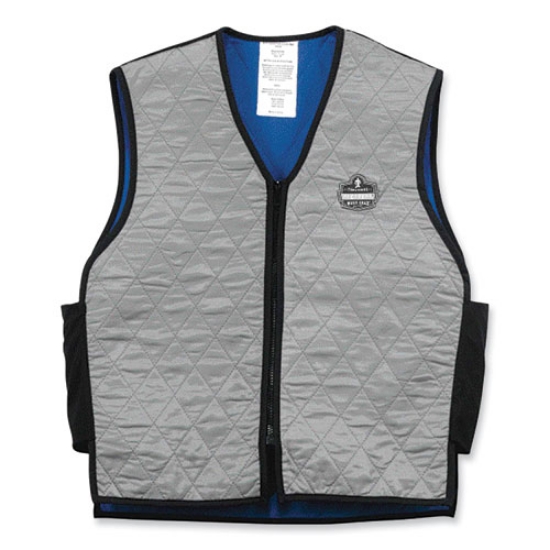 Picture of Chill-Its 6665 Embedded Polymer Cooling Vest with Zipper, Nylon/Polymer, Medium, Gray, Ships in 1-3 Business Days
