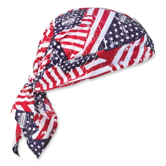 Picture of Chill-Its 6710CT Cooling PVA Tie Bandana Triangle Hat, One Size Fits Most, Stars and Stripes, Ships in 1-3 Business Days