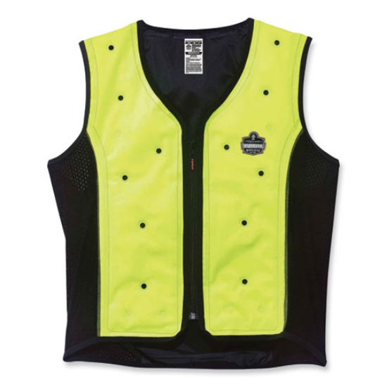 Picture of Chill-Its 6685 Premium Dry Evaporative Cooling Vest with Zipper, Nylon, Large, Lime, Ships in 1-3 Business Days
