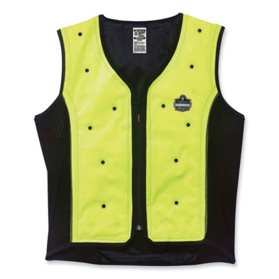 Picture of Chill-Its 6685 Premium Dry Evaporative Cooling Vest with Zipper, Nylon, X-Large, Lime, Ships in 1-3 Business Days