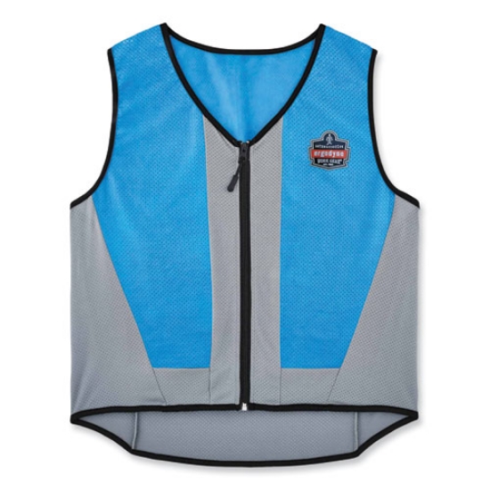 Picture of Chill-Its 6667 Wet Evaporative PVA Cooling Vest with Zipper, PVA,  X-Large, Blue, Ships in 1-3 Business Days
