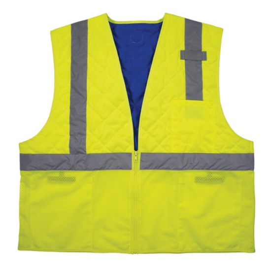 Picture of Chill-Its 6668 Class 2 Hi-Vis Safety Cooling Vest, Polymer, X-Large, Lime, Ships in 1-3 Business Days