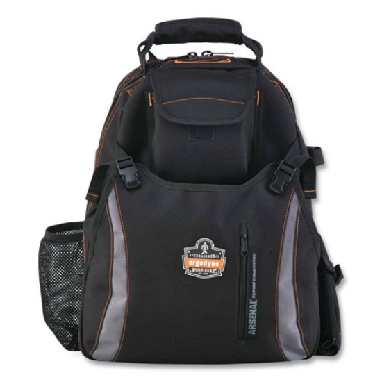 Picture of Arsenal 5843 Tool Backpack Dual Compartment, 26 Comp, 8.5x13.5x18, Ballistic Polyester, Black/Gray,Ships in 1-3 Business Days