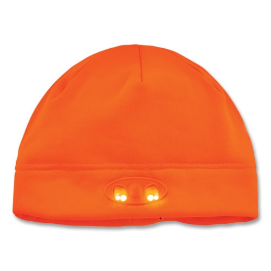 Picture of N-Ferno 6804 Skull Cap Winter Hat with LED Lights, One Size Fits Most, Orange, Ships in 1-3 Business Days