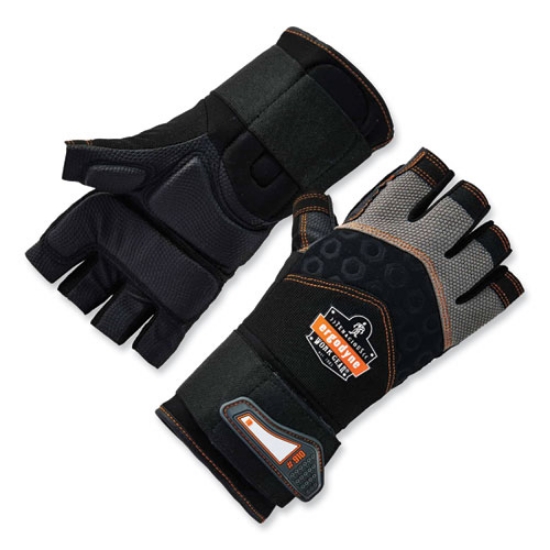 Picture of ProFlex 910 Half-Finger Impact Gloves + Wrist Support, Black, 2X-Large, Pair, Ships in 1-3 Business Days