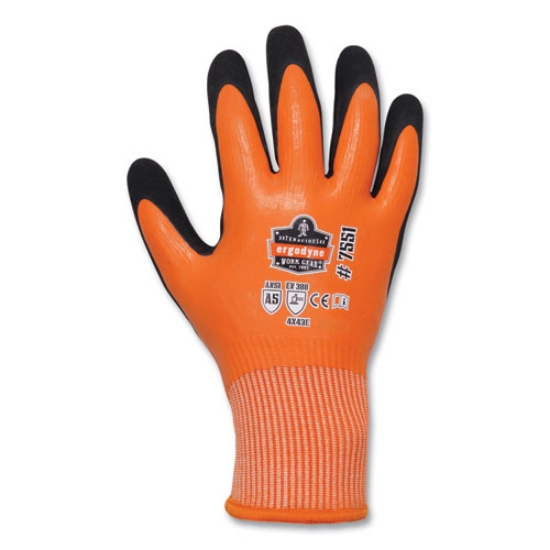 Picture of ProFlex 7551-CASE ANSI A5 Coated Waterproof CR Gloves, Orange, 2X-Large, 144 Pairs/Carton, Ships in 1-3 Business Days