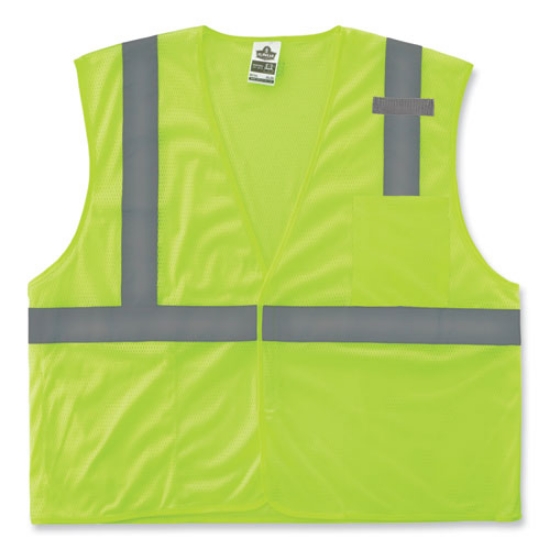 Picture of GloWear 8210HL Class 2 Economy Mesh Hook and Loop Vest, Polyester, Small/Medium, Lime, Ships in 1-3 Business Days