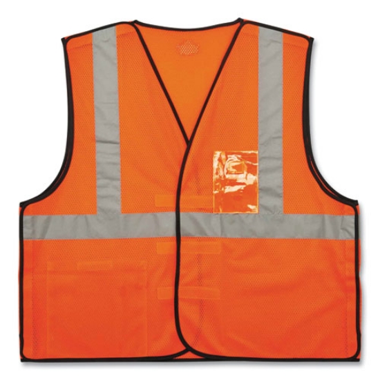 Picture of GloWear 8216BA Class 2 Breakaway Mesh ID Holder Vest, Polyester, 4X-Large/5X-Large, Orange, Ships in 1-3 Business Days