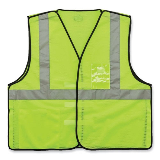 Picture of GloWear 8216BA Class 2 Breakaway Mesh ID Holder Vest, Polyester, Small/Medium, Lime, Ships in 1-3 Business Days
