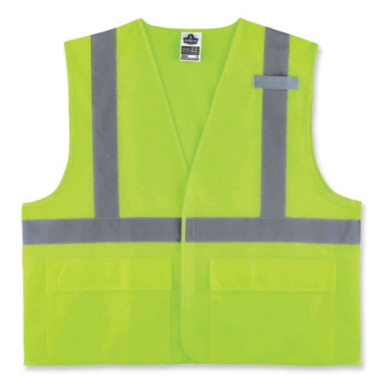 Picture of GloWear 8220HL Class 2 Standard Mesh Hook and Loop Vest, Polyester, Small/Medium, Lime, Ships in 1-3 Business Days