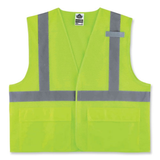 Picture of GloWear 8220HL Class 2 Standard Mesh Hook and Loop Vest, Polyester, 2X-Large/3X-Large, Lime, Ships in 1-3 Business Days