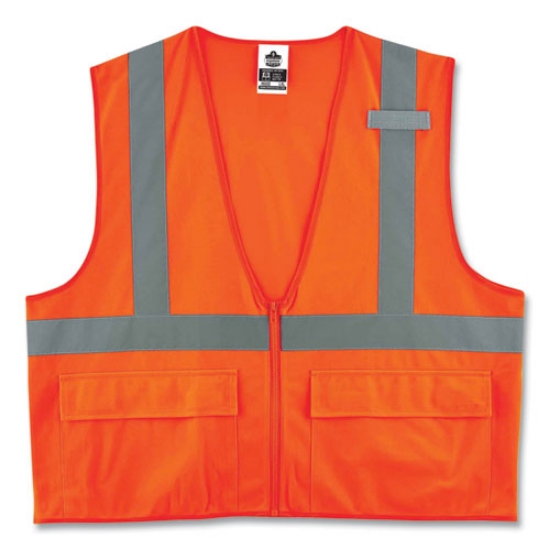 Picture of GloWear 8225Z Class 2 Standard Solid Vest, Polyester, Orange, Small/Medium, Ships in 1-3 Business Days