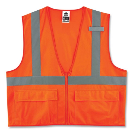 Picture of GloWear 8225Z Class 2 Standard Solid Vest, Polyester, Orange, 4X-Large/5X-Large, Ships in 1-3 Business Days