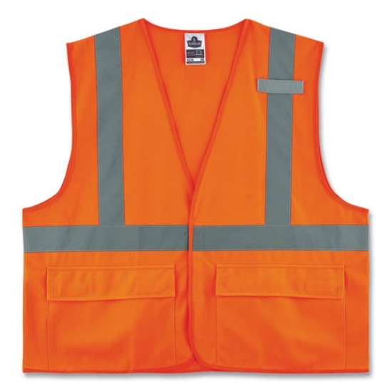 Picture of GloWear 8225HL Class 2 Standard Solid Hook and Loop Vest, Polyester, Orange, Small/Medium, Ships in 1-3 Business Days