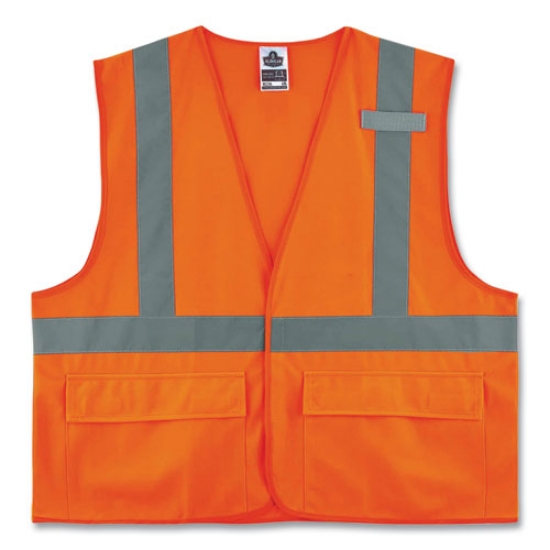 Picture of GloWear 8225HL Class 2 Standard Solid Hook and Loop Vest, Polyester, Orange, 2X-Large/3X-Large, Ships in 1-3 Business Days