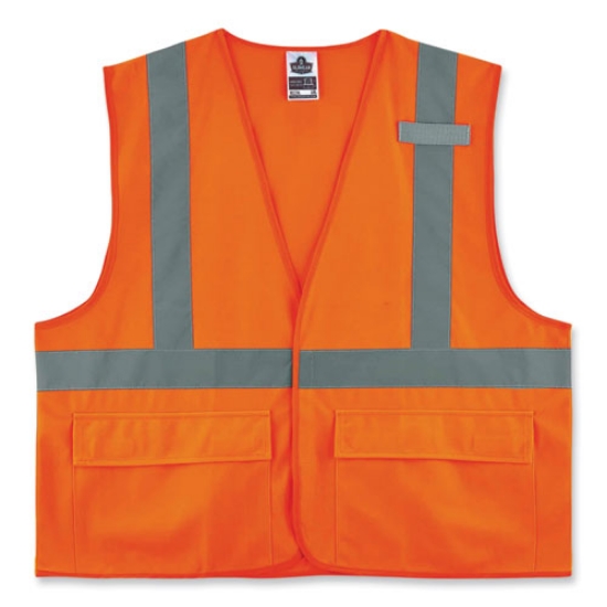 Picture of GloWear 8225HL Class 2 Standard Solid Hook and Loop Vest, Polyester, Orange, 4X-Large/5X-Large, Ships in 1-3 Business Days