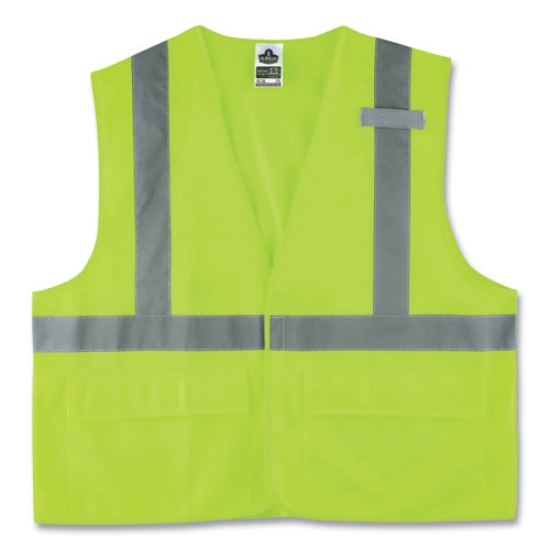 Picture of GloWear 8225HL Class 2 Standard Solid Hook and Loop Vest, Polyester, Lime, Small/Medium, Ships in 1-3 Business Days