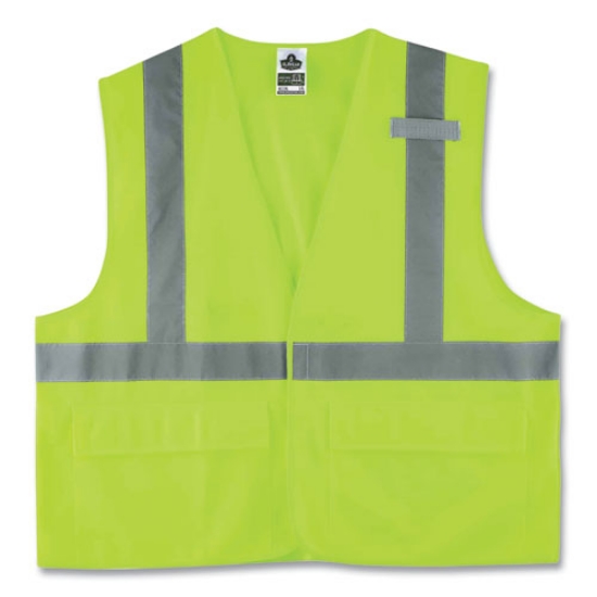 Picture of GloWear 8225HL Class 2 Standard Solid Hook and Loop Vest, Polyester, Lime, Large/X-Large, Ships in 1-3 Business Days