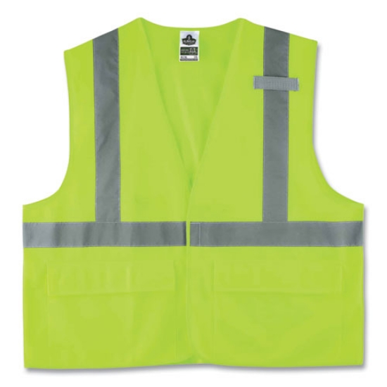 Picture of GloWear 8225HL Class 2 Standard Solid Hook and Loop Vest, Polyester, Lime, 2X-Large/3X-Large, Ships in 1-3 Business Days
