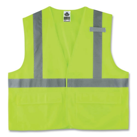 Picture of GloWear 8225HL Class 2 Standard Solid Hook and Loop Vest, Polyester, Lime, 4X-Large/5X-Large, Ships in 1-3 Business Days
