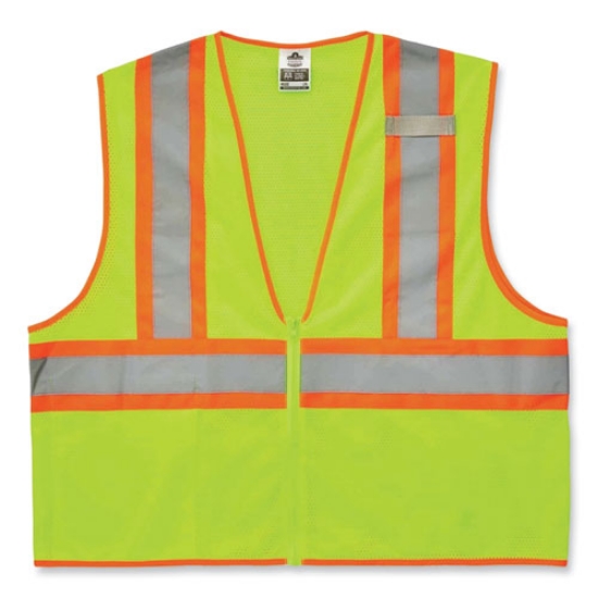 Picture of GloWear 8229Z Class 2 Economy Two-Tone Zipper Vest, Polyester, X-Small, Lime, Ships in 1-3 Business Days