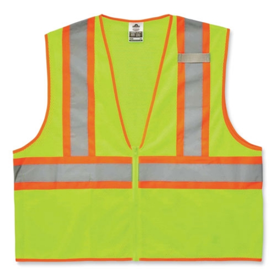 Picture of GloWear 8229Z Class 2 Economy Two-Tone Zipper Vest, Polyester, Small/Medium, Lime, Ships in 1-3 Business Days