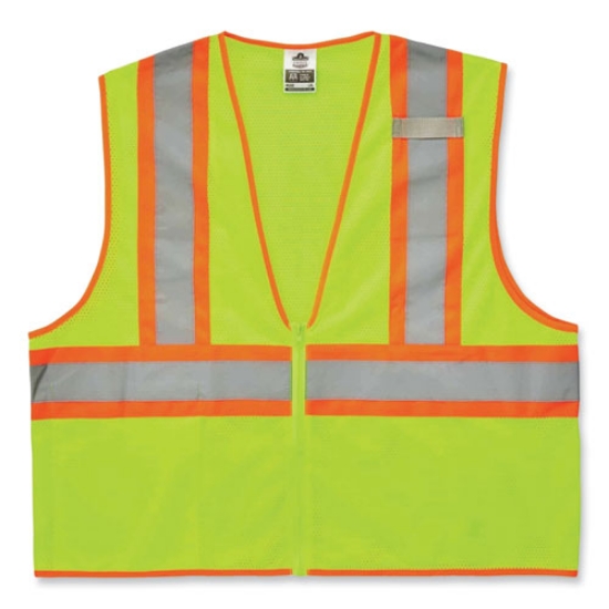Picture of GloWear 8229Z Class 2 Economy Two-Tone Zipper Vest, Polyester, Large/X-Large, Lime, Ships in 1-3 Business Days