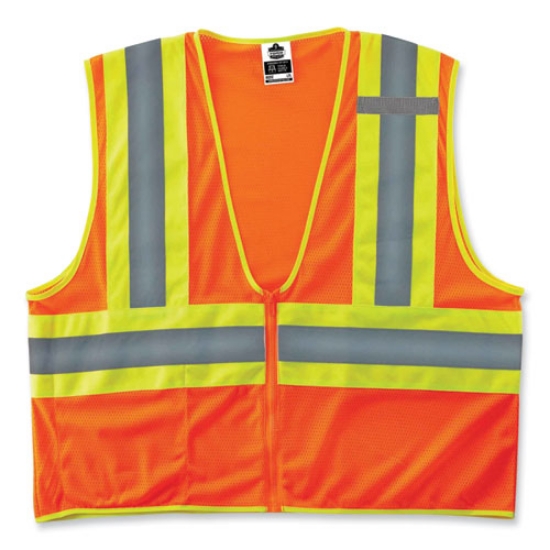 Picture of GloWear 8229Z Class 2 Economy Two-Tone Zipper Vest, Polyester, 4X-Large/5X-Large, Orange, Ships in 1-3 Business Days