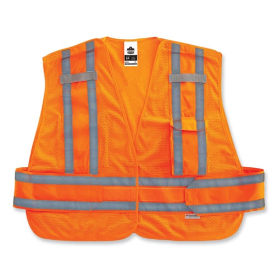 Picture of GloWear 8244PSV Class 2 Expandable Public Safety Hook and Loop Vest, Polyester, XL/2XL, Orange, Ships in 1-3 Business Days