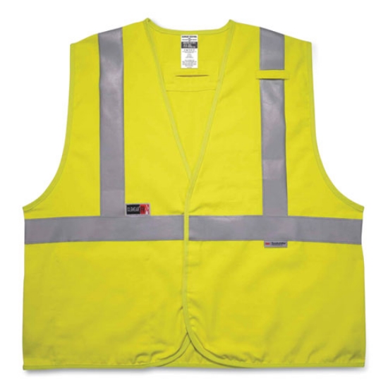 Picture of GloWear 8261FRHL Class 2 Dual Compliant FR Hook and Loop Safety Vest, Large/X-Large, Lime, Ships in 1-3 Business Days