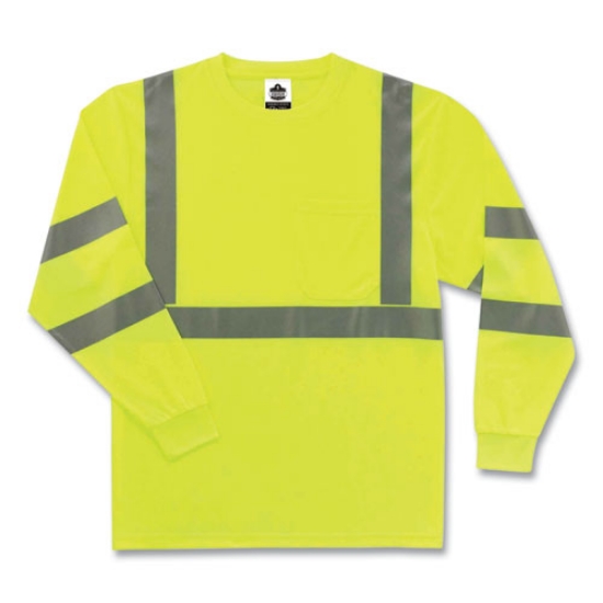 Picture of GloWear 8391 Class 3 Hi-Vis Long Sleeve Shirt, Polyester, Lime, 2X-Large, Ships in 1-3 Business Days