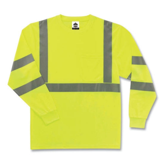 Picture of GloWear 8391 Class 3 Hi-Vis Long Sleeve Shirt, Polyester, Lime, 4X-Large, Ships in 1-3 Business Days