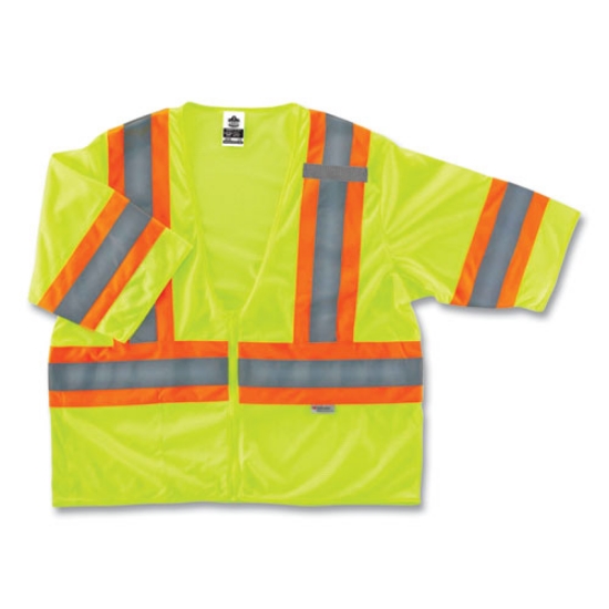 Picture of GloWear 8330Z Class 3 Two-Tone Zipper Vest, Polyester, Largel/X-Large, Lime, Ships in 1-3 Business Days