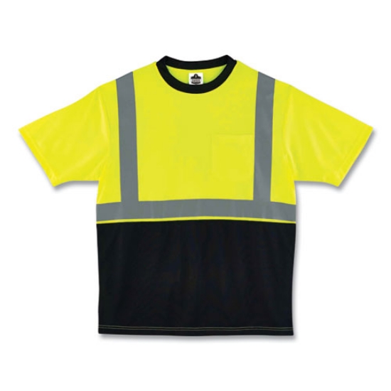 Picture of GloWear 8289BK Class 2 Hi-Vis T-Shirt with Black Bottom, 4X-Large, Lime, Ships in 1-3 Business Days