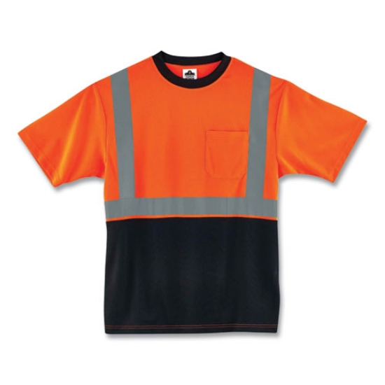 Picture of GloWear 8289BK Class 2 Hi-Vis T-Shirt with Black Bottom, Medium, Orange, Ships in 1-3 Business Days