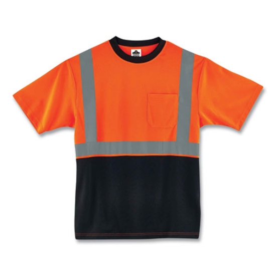 Picture of GloWear 8289BK Class 2 Hi-Vis T-Shirt with Black Bottom, 5X-Large, Orange, Ships in 1-3 Business Days
