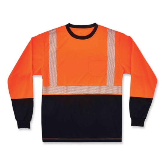 Picture of GloWear 8281BK Class 2 Long Sleeve Shirt with Black Bottom, Polyester, Medium, Orange, Ships in 1-3 Business Days