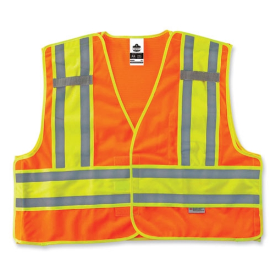 Picture of GloWear 8245PSV Class 2 Public Safety Vest, Polyester, Large/X-Large, Orange, Ships in 1-3 Business Days