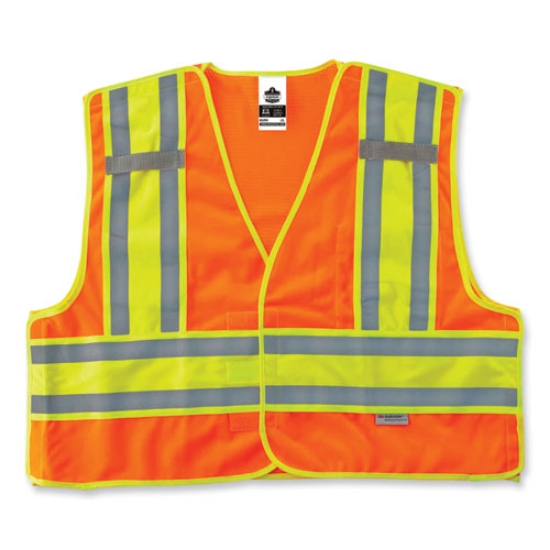 Picture of GloWear 8245PSV Class 2 Public Safety Vest, Polyester, 2X-Large/3X-Large, Orange, Ships in 1-3 Business Days