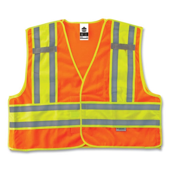 Picture of GloWear 8245PSV Class 2 Public Safety Vest, Polyester, 4X-Large/5X-Large, Orange, Ships in 1-3 Business Days