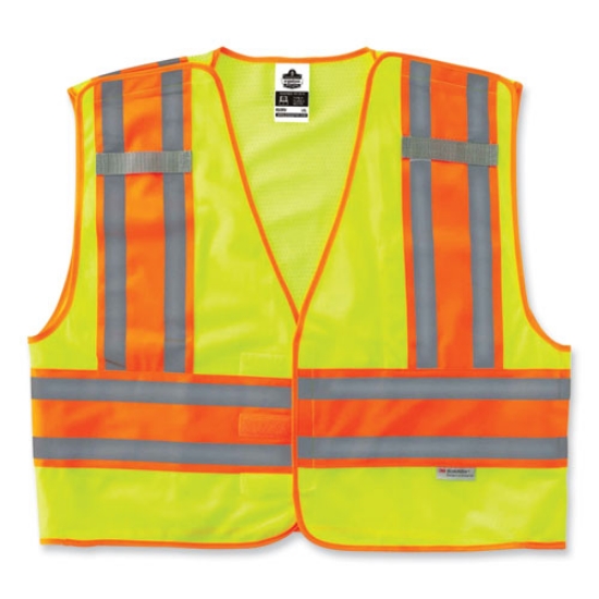 Picture of GloWear 8245PSV Class 2 Public Safety Vest, Polyester, Small/Medium, Lime, Ships in 1-3 Business Days