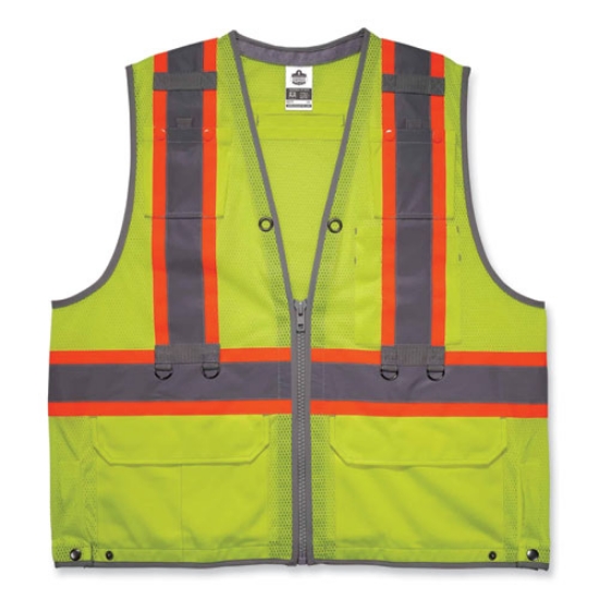Picture of GloWear 8231TV Class 2 Hi-Vis Tool Tethering Safety Vest, Polyester, Large/X-Large, Lime, Ships in 1-3 Business Days