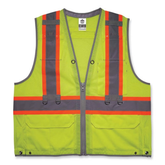 Picture of GloWear 8231TV Class 2 Hi-Vis Tool Tethering Safety Vest, Polyester, 4X-Large/5X-Large, Lime, Ships in 1-3 Business Days