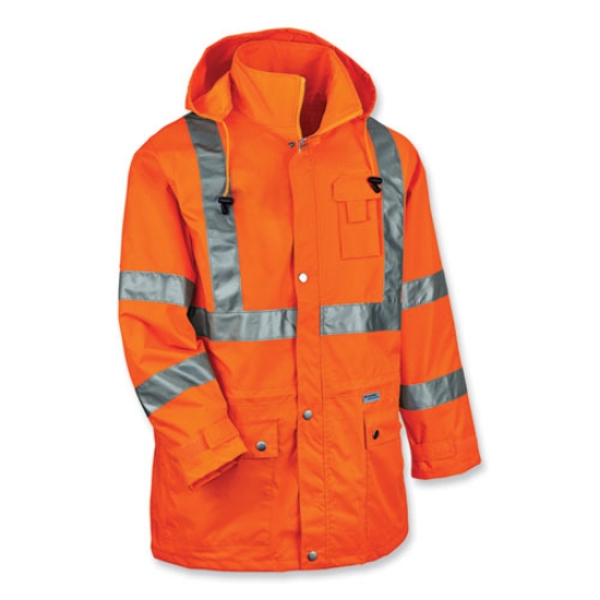 Picture of GloWear 8365 Class 3 Hi-Vis Rain Jacket, Polyester, Small, Orange, Ships in 1-3 Business Days