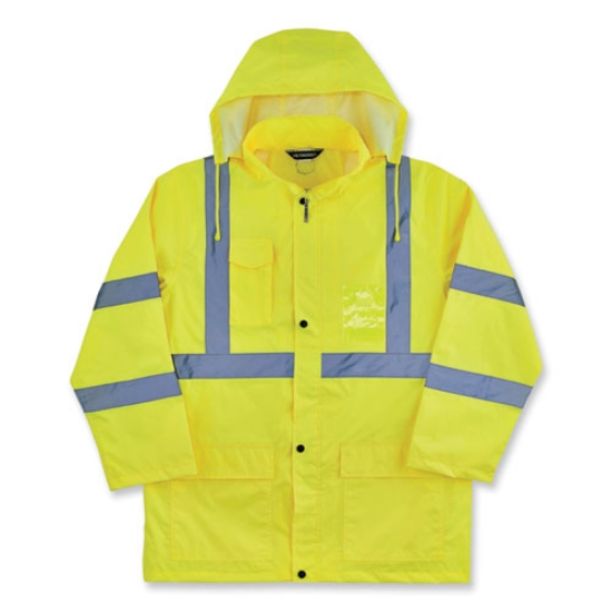Picture of GloWear 8366 Class 3 Lightweight Hi-Vis Rain Jacket, Polyester, 5X-Large, Lime, Ships in 1-3 Business Days